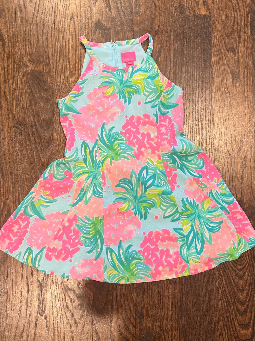 Lilly Pulitzer Girls' Pink, Aqua & Green Tropical Halter Dress